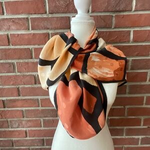 Silk Geometric Print Square Scarf 33”x34” NWOT Made In Italy